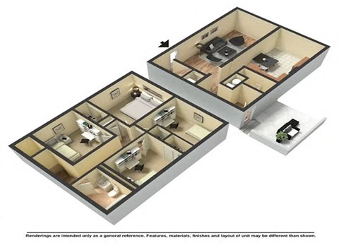 a bedroom and a living room are shown in this floor plan